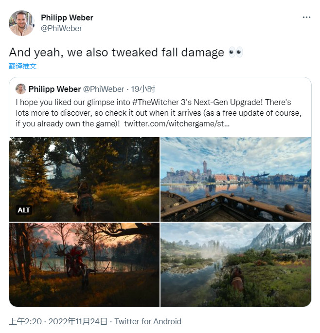摔不死了?《巫师3》次世代更新将降低坠落伤害