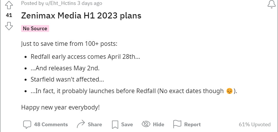 传闻:《星空》将早于《红霞岛》发售