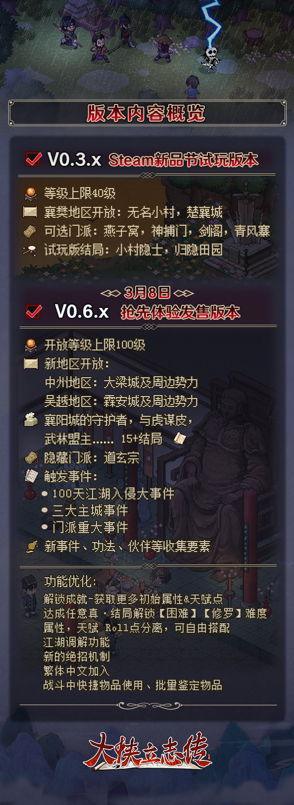 国产《大侠立志传》EA版3月8日上线 内容是试玩版2倍多