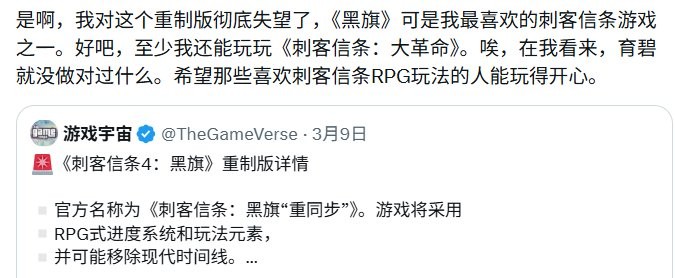 RPG玩法遭唾弃！玩家对《刺客信条：黑旗》重制版表示失望